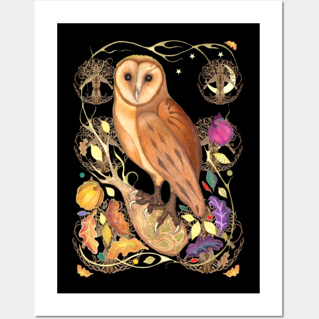 Harvest Moon Barn Owl Wall Art by nocturne-design